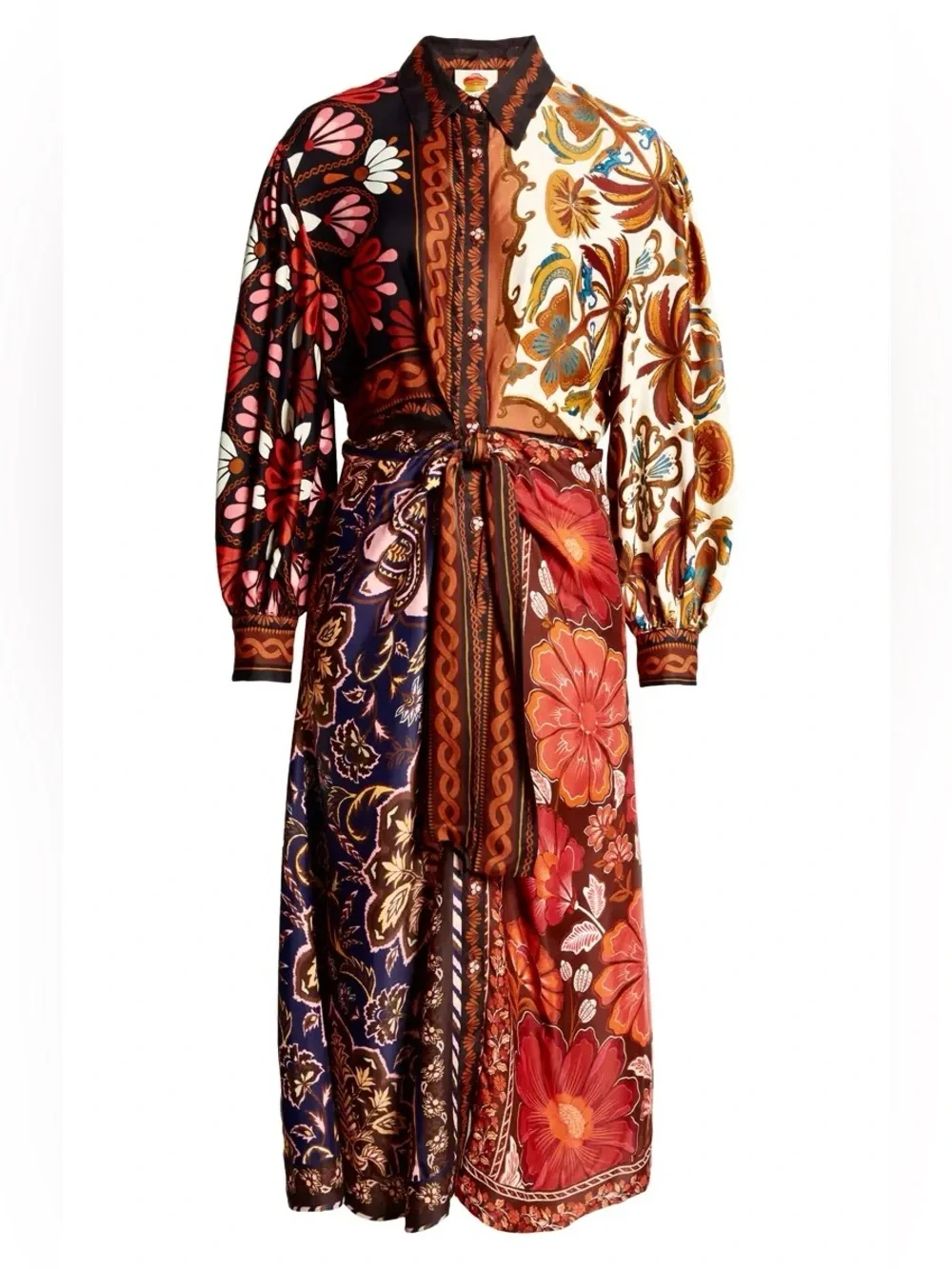 NWOT FARM Rio Miranda Mix Print Midi Dress - Picture 3 of 14